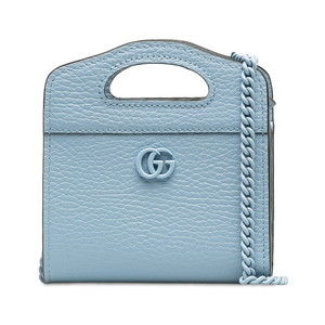 Gucci Double G Bifold Wallet Chain Shoulder Bag Light Blue